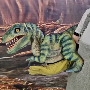 Zigong מותאם אישית יד שליטה מציאותי אנימטרוניקס Velociraptor חמוד Animatronic גומי דינוזאור יד בובות