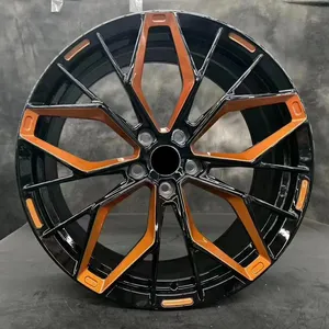 2023 New Custom Wheels 22X10 22X11 orange color Aluminum Alloy forge Wheels 5X112 Alloy Car Rims