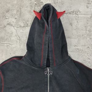 Sweat à capuche oversize en molleton français avec fermeture éclair intégrale, effet délavé, imprimé, 450GSM, 100% coton - Product Image 4