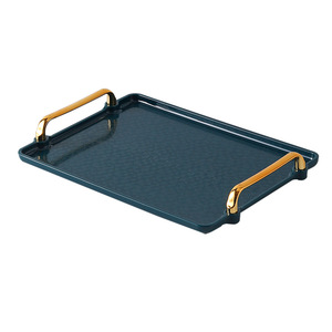 Plateau en <span class=keywords><strong>plastique</strong></span> de luxe léger d'approvisionnement direct d'usine pour la tasse d'eau thé fruits dîner motif de plante salon plats et assiettes - Product Image 5