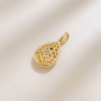 Vintage-Schmuck Pavé-Diamant Tropfenförmiger Anhänger 18K Gelbgold Labor-Diamant Exquisiter Edler Einzigartiger Feinschmuck für Damen