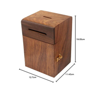 Boîte à monnaie verrouillable en bois, tirelire en bois à double fente, conteneur sécurisé pour pièces et billets à usage domestique
