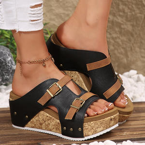 Sandalias de Verano con Plataforma y Punta Abierta para <span class=keywords><strong>Mujer</strong></span>, Sandalias de Diseñador con Tachuelas Metálicas, Sandalias de Tacón Alto para <span class=keywords><strong>Mujer</strong></span> - Product Image 2