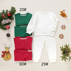 Conjunto de <span class=keywords><strong>Ropa</strong></span> Navideña para Bebé de Algodón Orgánico, Sudadera de Cuello Redondo y Pantalones de Color Sólido, Venta Directa de Fábrica - Product Image 4