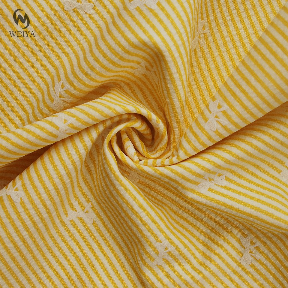 Kids Women's Garment Design Textured Stripe Check Poly Cotton Viscose Blended Material Fashion Apparel Fabric with Rubber Print