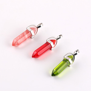 Pendentif double pointe en pierre naturelle, couleurs mélangées, serti clos, pour la fabrication de bijoux DIY, accessoires de charme unisexe - Product Image 5