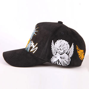 Di alta qualità foderato in raso 3d cappellini sportivi cappello da Baseball per gli uomini logo personalizzato di cotone Gorras Suede nero a 5 pannelli cappellino da Baseball - Product Image 3