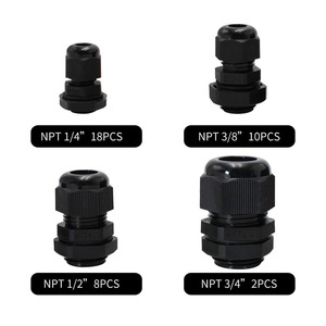 Conector de Protección de Cables de Nylon Negro Impermeable IP68, Juego de Conectores para Cables NPT de 1/4, 3/8, 1/2 y 3/4 Pulgadas - Product Image 3