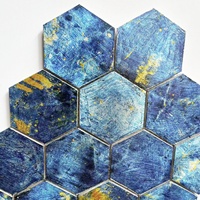 Carrelage mural hexagonal moderne en aluminium Deamlike, motif ciel étoilé bleu et or, pour salon, cuisine, salle de bain, crédence intérieure