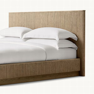 Giường đôi khung gỗ sồi trắng nguyên khối cao cấp, có thể kéo dài, thiết kế hiện đại kiểu Pháp, dùng cho phòng ngủ hoặc nhà ở - Product Image 4