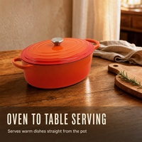 Casserole ovale émaillée Joho 31 cm, faitout avec couvercle pour la cuisine à domicile, le camping, ustensiles de cuisine, fournisseur en gros OEM ODM