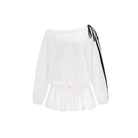 Mode femmes pull blanc vente chaude vêtements islamiques pull doublure ceinture Mini robe 2 pièces ensemble adulte porter