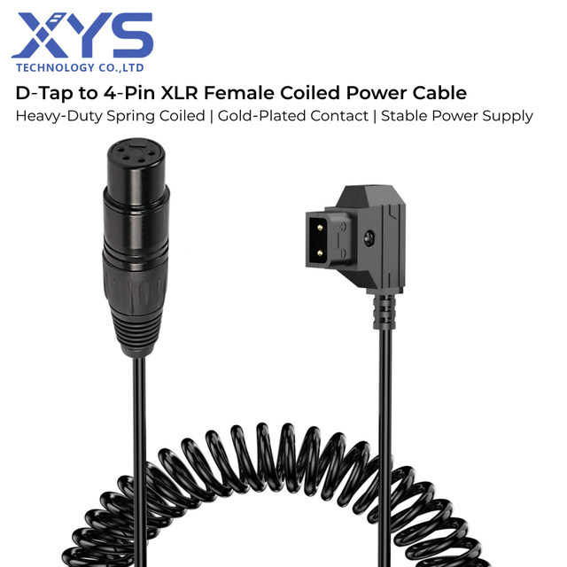 V-Mount Battery Power Adapter D-Tap Male to 4Pin XLR Female Cable for Studio Location Lighting