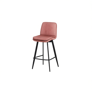 Sgabello da Bar HLR-44 in Tessuto Marrone con Schienale e Gambe in Metallo, Arredamento Moderno Contemporaneo per Bar, Uso Commerciale - Product Image 1