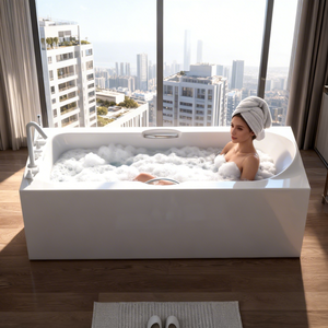 Baignoire rectangulaire autoportante en acrylique de qualité supérieure, blanche, moderne, <span class=keywords><strong>avec</strong></span> chauffage à température constante pour salle de <span class=keywords><strong>bain</strong></span> d'appartement - Product Image 1