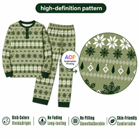 Pyjama de Noël personnalisé motif flocon de neige nordique vert, ensemble assorti pour la famille, en polyester, pour hommes, femmes et enfants, livraison directe, POD, MOQ 1 pièce
