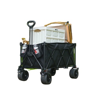 Chariot pliable robuste à roues tout-terrain, en tissu Oxford, avec barre de traction télescopique, chariot de camping portable, directement de l'usine - Product Image 1