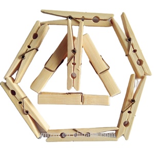 Grande pince à linge en bambou de 9.5cm avec pince en bois et <span class=keywords><strong>chevilles</strong></span> en métal polyvalente pour l'organisation des vêtements et des outils de cuisine dans le salon - Product Image 3