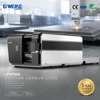 Mesin Pemotong Laser Fiber Tipe Tertutup Penuh Area 3000x1500 mm, Daya Tinggi 6kw, Presisi Tinggi untuk Plat Besi, CNC, Laser IPG Raycus