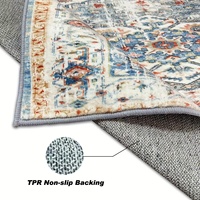 Tapis persan vintage antique 3x5 tapis carré bleu lavable caractéristique décorative pour la maison
