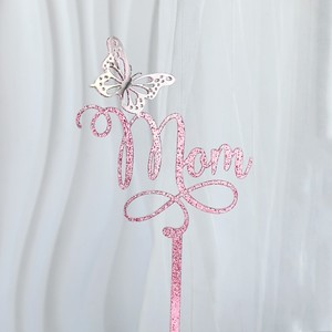 ท็อปเปอร์เค้กอะคริลิคลาย "น้ำผึ้งและความหวาน" สำหรับวันแม่ ตกแต่งเค้กด้วยกลิตเตอร์สีทอง - Product Image 3