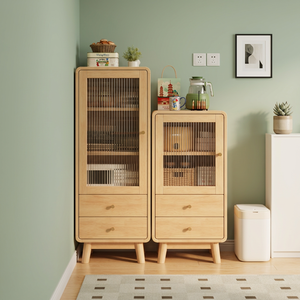 Librero moderno de madera con puerta de vidrio y cajones para el hogar, la oficina y la sala de estar. - Product Image 1
