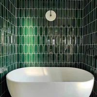 Bande de carreaux de céramique vert foncé cuisine toilette salle de bain fissure de glace tout porcelaine art brique murale de couleur unie