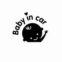 Divertida pegatina de advertencia para coche de bebé, bonita pegatina de vinilo negra de dibujos animados, autoadhesiva, de un solo uso, impermeable, señal de seguridad para nuevos padres y bebés