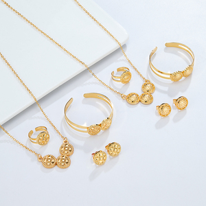 Fábrica al por mayor 3 PCS Niños Set Lindo Collar Brazalete Pendientes Anillo Bebé Niños Chapado en oro Conjunto de joyas - Product Image 5