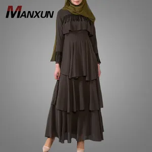 Modest Pakistani Pictures Long Sleeve Islamic Clothing High Quality Cake Skirt Middle East Arab Clothes Elegant Lady Abaya