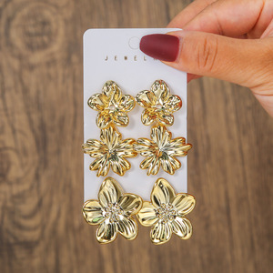 Fashion Jewelry Set Gold Flower <b>Bow</b> Earrings Exaggerated Design <b>Gift</b> Occasion E2272 1E2274 1 - Product Image 3