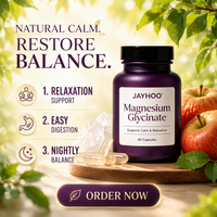 JAYHOO Capsules de glycinate de magnésium à haute absorption, magnésium chélaté, complément végétalien pour soutenir les muscles et le sommeil, OEM, marque privée
