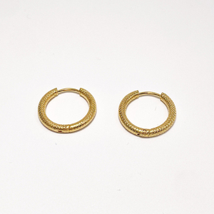 Textured Stainless Steel Huggie <b>Hoop</b> <b>Earrings</b> | PVD 18K GolD Plated With <b>Hinge</b> Closure | Waterproof,Hypoallergenic & Non-Fading - Product Image 6