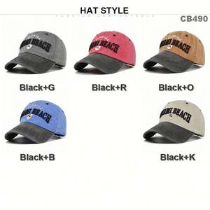 Wholesale <b>3d</b> Embroidery Washed Dad Hats Custom Logo Snapback Baseball Cap 100% Cotton Two Tone Baseball Cap - Product Image 5