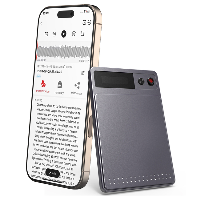 AI Voice Recorder with GPT-4o, 81 Languages Transcription, 1100mAh Battery, 0.87-inch OLED Display for Meeting and Study