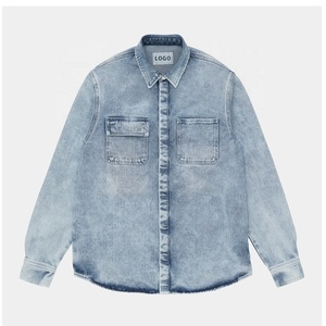 Chemises personnalisées pour adolescents Chemises en jean découpées pour hommes Veste en jean 100% coton Chemise en denim <span class=keywords><strong>noir</strong></span> décontractée pour hommes - Product Image 5