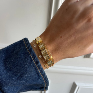 Modisches Diamantbesetztes DIY <span class=keywords><strong>Magic</strong></span> Box Buchstaben-Armband, Individuell Anpassbares Kupfer-Plattiertes 18K Gold Buchstaben-Armband Schmuck - Product Image 6