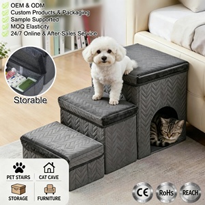 Pet Stairs Luxury With Cat House 3 Step <b>Dog</b> Ramp Climbing Steps for High <b>Bed</b> Wholesale Factory Vendor Bulk - Product Image 1