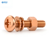 Vis de machine à tête cylindrique Phillips en cuivre rouge T2 GB818 avec écrous hexagonaux, rondelles plates et rondelles à ressort M3-M8 – Fixations pour fabricants