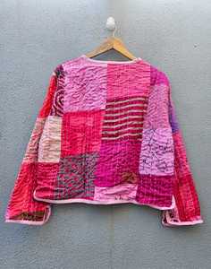 Abrigo Casual de Invierno para Mujer, 100% Algodón con Parches Hechos a Mano, Acolchado, Manga Larga, Estampado Floral, Cierre de Cinturón, Suave y de Secado Rápido - Product Image 6