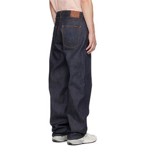 Jeans de Mezclilla Japonesa Personalizados para Hombre, Borde Rojo, 100% Algodón, Jeans Rectos al por Mayor, Jeans Anchos de Mezclilla Cruda Azul Oscuro - Product Image 3