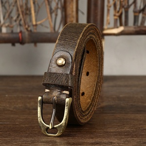 Ceintures de luxe en <span class=keywords><strong>cuir</strong></span> véritable grain fissuré vintage avec logo personnalisé en gros d'usine pour femmes avec boucle ardillon en laiton massif - Product Image 1