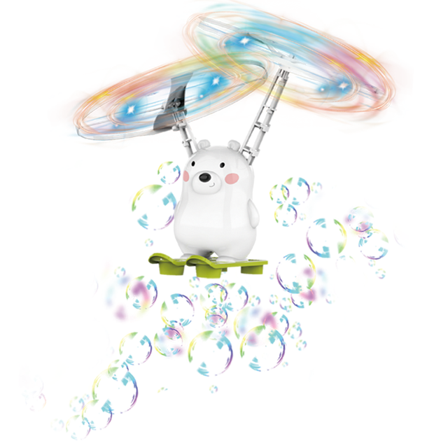 Electric Automatic Bear Pet LED Flying Bubble Blowing Aerobat Toy Flying Machine