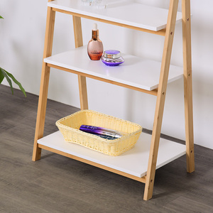 Factory Customized Bathroom Ladder Stand Folding <strong>Towel</strong> Rack Bathroom Shelves Wooden Organizers Rack with 3 Shelves &amp; <strong>Rails</strong> - Product Image 4