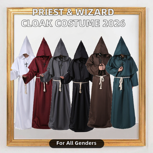 ชุดคลุมแม่มด/นักบวช ฮาโลวีน ค.ศ. 2026 คุณภาพสูง แบบคลุมศีรษะ ชุดนักบวชยุคกลาง สำหรับผู้ใหญ่ - Product Image 2