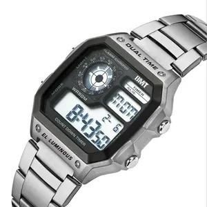 Orologio sportivo traspirante analogico orologio digitale analogico da uomo alla moda in acciaio inossidabile