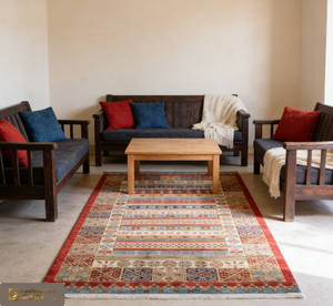 Tappeto in Stile Turco con Design Astratto di LandScopeTech, Tessuto a Macchina in Poliestere, Antiscivolo e Ipoallergenico per Soggiorno - Product Image 2