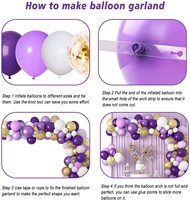 Ensemble d'arche de chaîne de ballons violets modernes Vaisselle et décorations de couleurs mélangées pour les fêtes d'anniversaire et les mariages