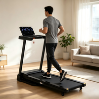 Treadmill Lipat Berkualitas Tinggi untuk Penggunaan di Rumah, Beban Maksimum 110kg, Layar LED, Treadmill Elektrik dengan Motor DC 1.25HP