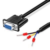 Cable de Conexión RS232 DB9 Hembra a Terminal, Cable de Puerto Serie DB9 de 9 Pines y 3 Hilos con Cabeza Recta de Una Sola Unidad